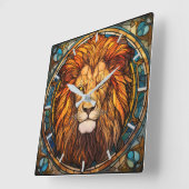 Glazen in lood leeuwenwandklok vierkante klok (Hoek)