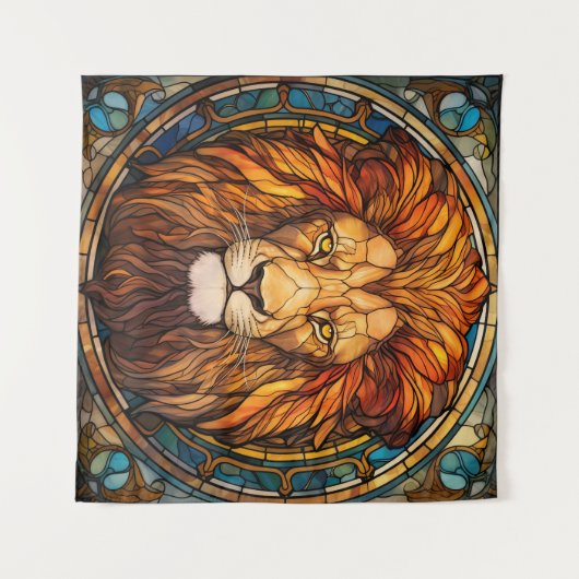 Glazen in lood leeuwenwandtapijt wandkleed (Voorkant (horizontaal))