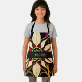 Glazen in lood lelie rood mozaïekpatroon schort (Insitu)