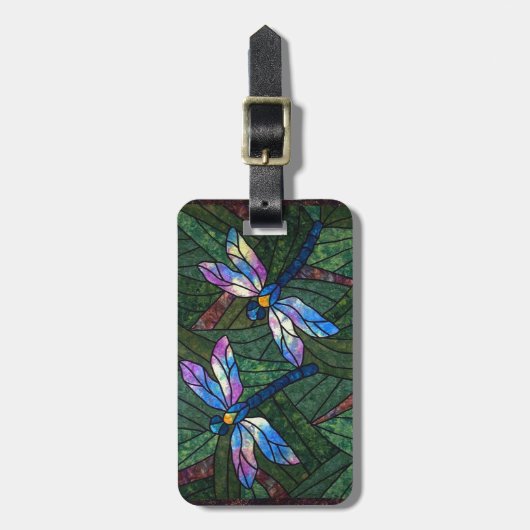 Glazen in lood libellen bagagelabel (Voorkant verticaal)