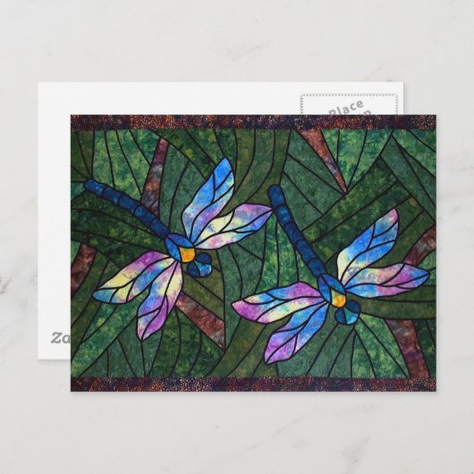 Glazen in lood libellen briefkaart (Voorkant / Achterkant)