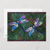 Glazen in lood libellen briefkaart (Voorkant / Achterkant)