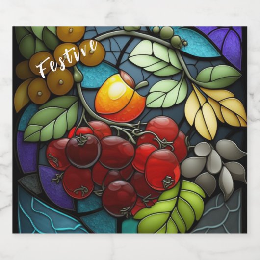 Glazen in lood likeurfles etiket (Enkel label)