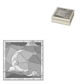 Glazen in lood moon, sterren en wolfraamrubber ste rubberstempel (Gestempeld)