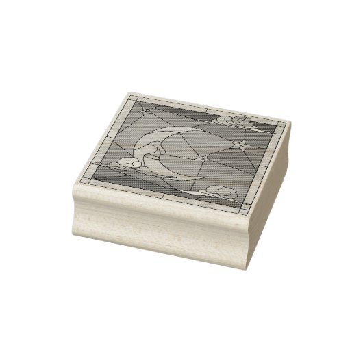 Glazen in lood moon, sterren en wolfraamrubber ste rubberstempel (Stempel)