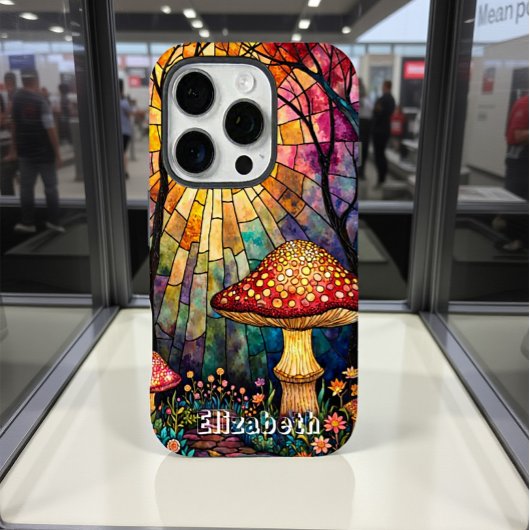 Glazen in lood paddenstoelenlichtpad Case-Mate iPhone case