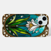  Glazen in lood paneel met witte bloem Case-Mate iPhone Case (Achterkant (horizontaal))