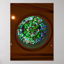 Glazen in lood plafondkoepel met botanisch ontwerp poster