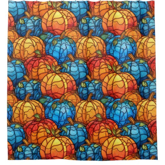 Glazen in lood pompoenveld douchegordijn (Voorkant)