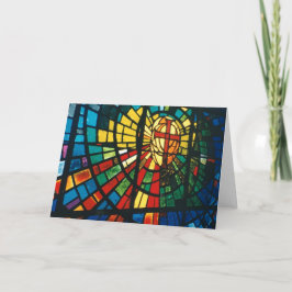 Glazen in lood raam Christelijk Cross Wenskaart Kaart