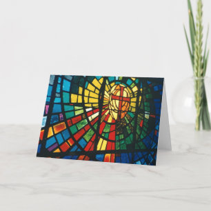 Glazen in lood raam Christelijk Cross Wenskaart Kaart