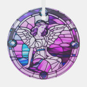 Glazen in lood raam kerstboom engel glas ornament (Voorkant)