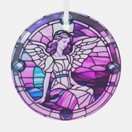 Glazen in lood raam kerstboom engel glas ornament