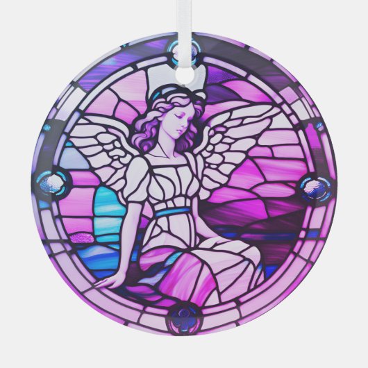 Glazen in lood raam kerstboom engel glas ornament (Voorkant)