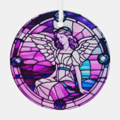 Glazen in lood raam kerstboom engel glas ornament (Achterkant)