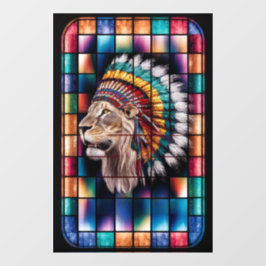 Glazen in lood raam met achtergrondverlichting met raamsticker