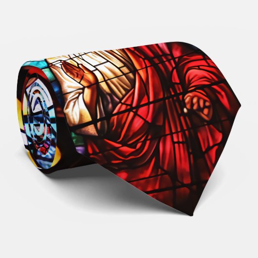 Glazen in lood raam van Jesus Stropdas (Opgerold)