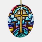 Glazen in lood Raamkruis Christelijke Kerst Orn Keramisch Ornament (Rechts)