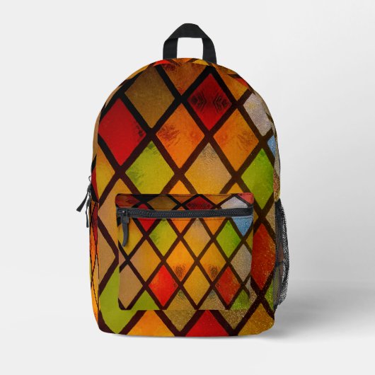 Glazen in lood raamruitpatroon bedrukte rugzak (Voorkant)