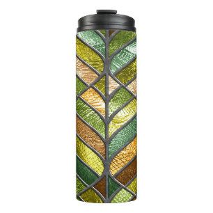 Glazen in lood textuur: kleurrijke 3D-elegantie. Thermosbeker