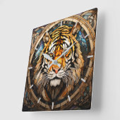 Glazen in lood tijgermuurklok vierkante klok (Hoek)