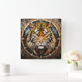 Glazen in lood tijgermuurklok vierkante klok (Huis)