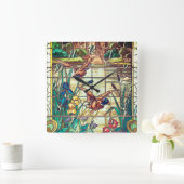 Glazen in lood wilde eenden in de vijver vierkante klok (Huis)