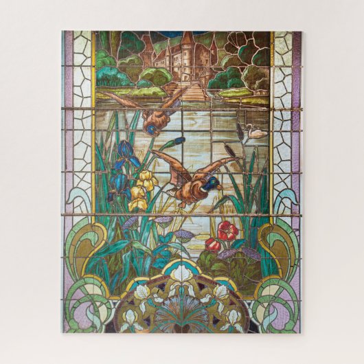 Glazen in lood wilde eenden legpuzzel (Verticaal)