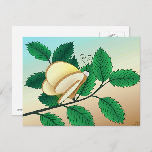 Glazen insecten bekijken - Brood en vlinder Briefkaart (Voorkant / Achterkant)