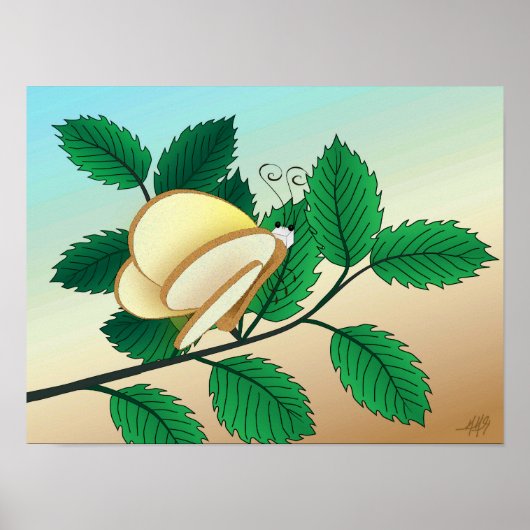 Glazen insecten bekijken - Brood en vlinder Poster (Voorkant)