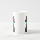 Glazen kat met een kop koffie (Voorkant)