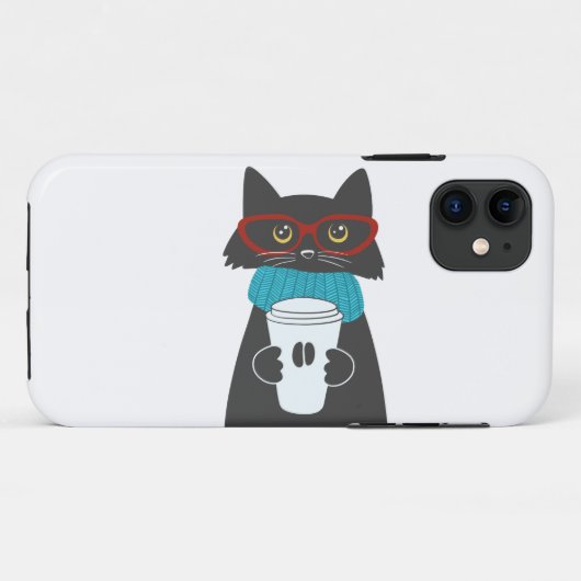 Glazen kat met een kop koffie Case-Mate iPhone case (Achterkant (horizontaal))