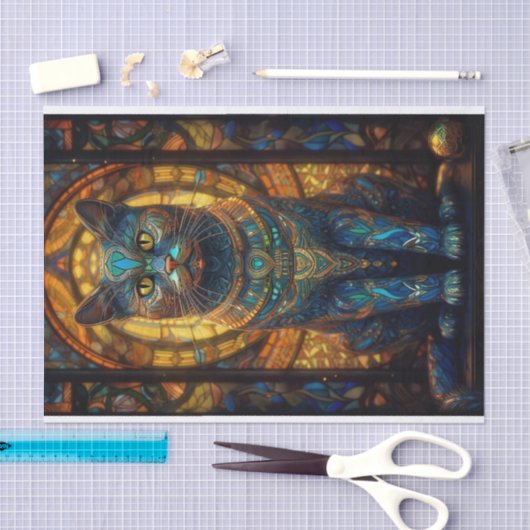 Glazen kat tissuepapier (Craft)