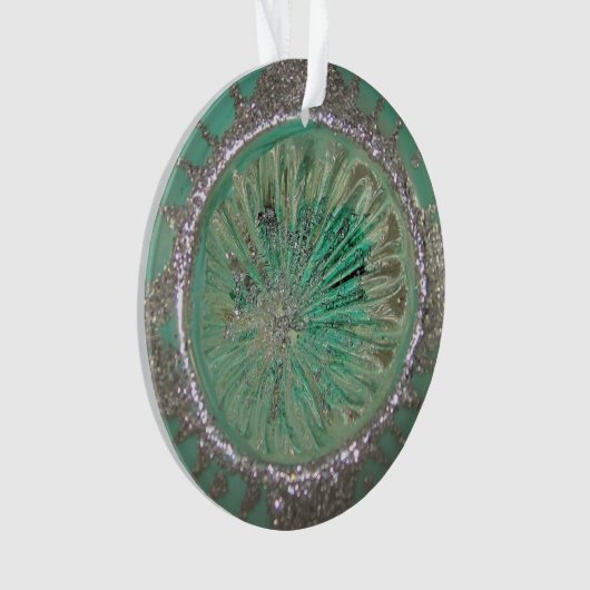  glazen kerstbal ijzig Blauwgroen ijs Ornament (voorkant)