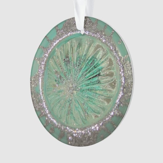  glazen kerstbal ijzig Blauwgroen ijs Ornament (voorkant)