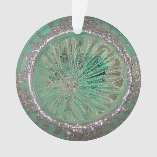  glazen kerstbal ijzig Blauwgroen ijs Ornament (voorkant)