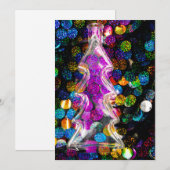 Glazen kerstboom op een kleurrijke achtergrond feestdagenkaart (Voorkant / Achterkant)