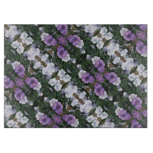 Glazen keuken snijplank - Lavendel Mallows #2 (Voorkant)