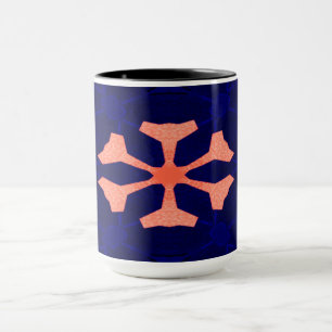 glazen kleuren Navy blauw gedecoreerd Oranje donke Mok