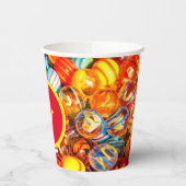 Glazen knikkers kleurrijke nostalgisch papieren bekers (Links)