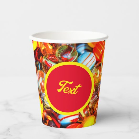 Glazen knikkers kleurrijke nostalgisch papieren bekers (Voorkant)