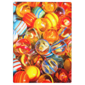 Glazen knikkers kleurrijke old school rood geel bl klembord (Achterkant)