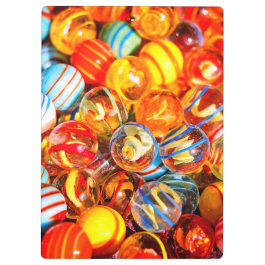 Glazen knikkers kleurrijke old school rood geel bl klembord (Achterkant)