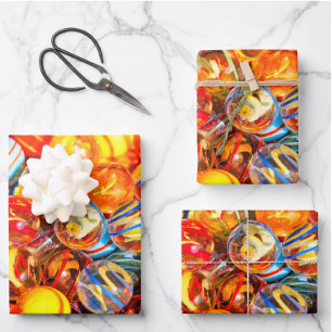 Glazen knikkers  old school kleurrijk inpakpapier vel