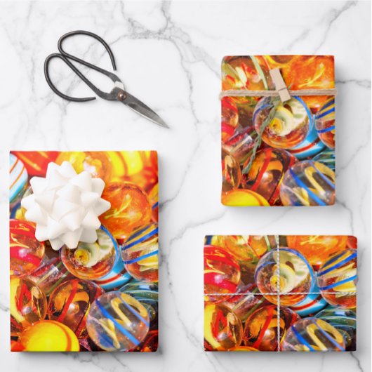 Glazen knikkers  old school kleurrijk inpakpapier vel