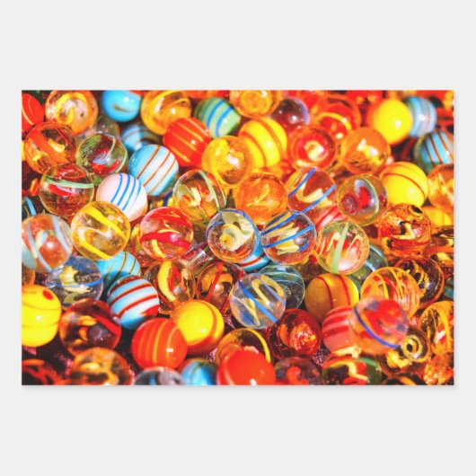 Glazen knikkers  old school kleurrijk inpakpapier vel (Voorkant 3)