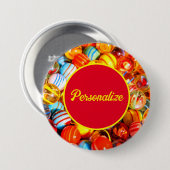 Glazen knikkers  old school kleurrijk ronde button 7,6 cm (Voorkant /achterkant)