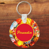 Glazen knikkers old school kleurrijk sleutelhanger (Voorkant)