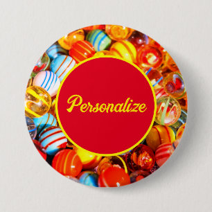 Glazen knikkers vintage oude school kleurrijk  ronde button 7,6 cm