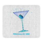 GLAZEN KNOPPEN, BLAUW MARTINI-ONTWERP SNIJPLANK (Voorkant)